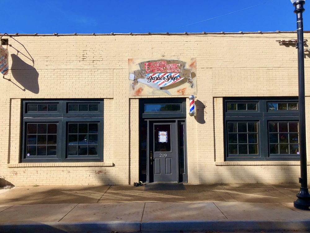 Beard grooming station inside Fading Traditions Barber Shop in downtown Griffin, GA
